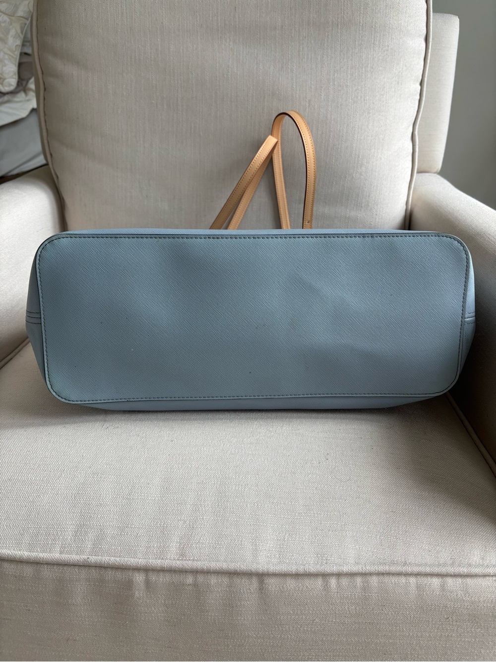 Michael Kors Light Blue Tote with Tan Straps - Picture 3 of 9